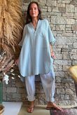 Tasha Cushion Cotton Oversized Shirt Tunic Pearl